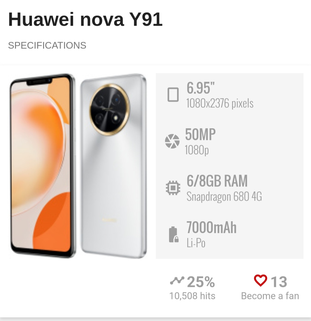 هاتف nova Y91 